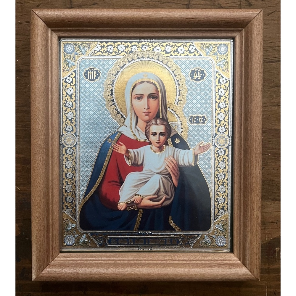 🌹Eastern Orthodox Christian Mother & Child (Virgin Mary) Icon Wooden Frame🌹